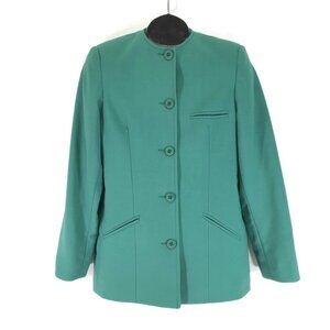 Vintage Aljean of Canada Button Front Wool Blazer Women's Size 6 Green Holiday